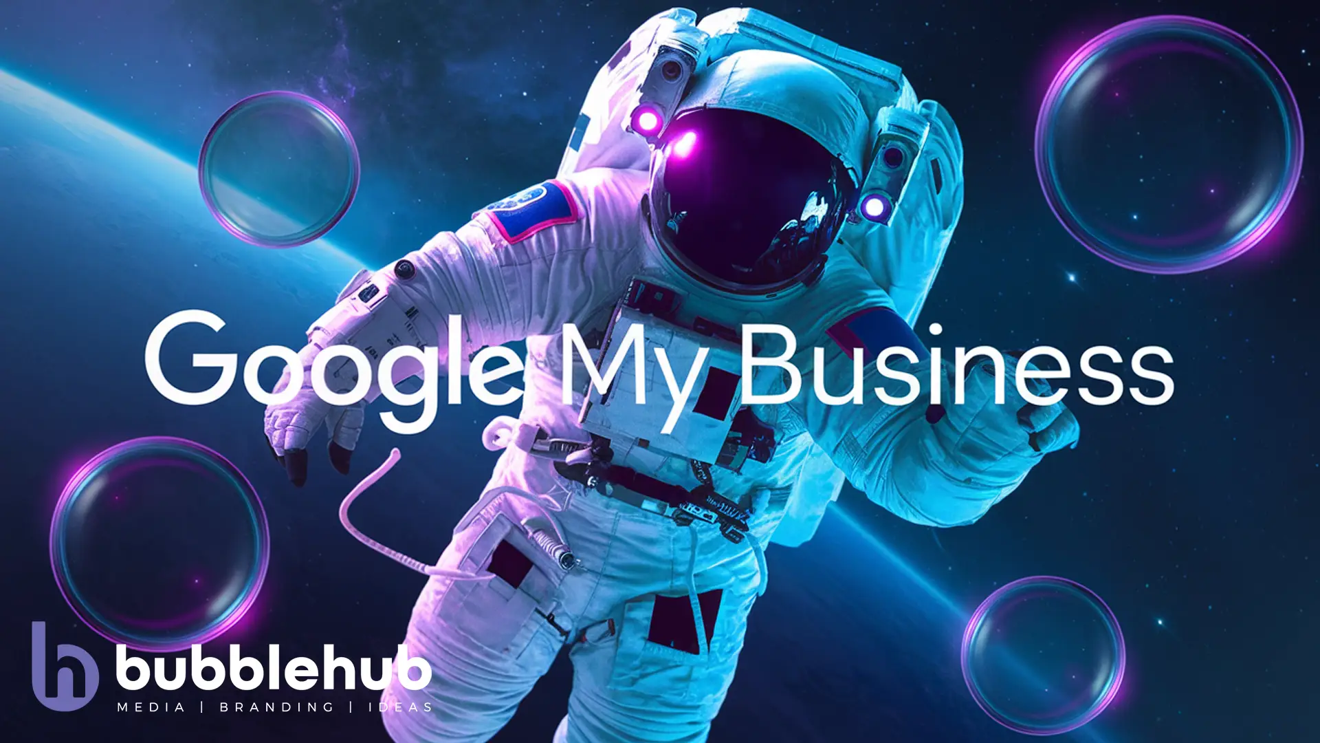 Bubblehub astronaut beside the words Google Business Profile for Shopify stores Bubblehub astronaut beside the words Google Business Profile for Shopify stores